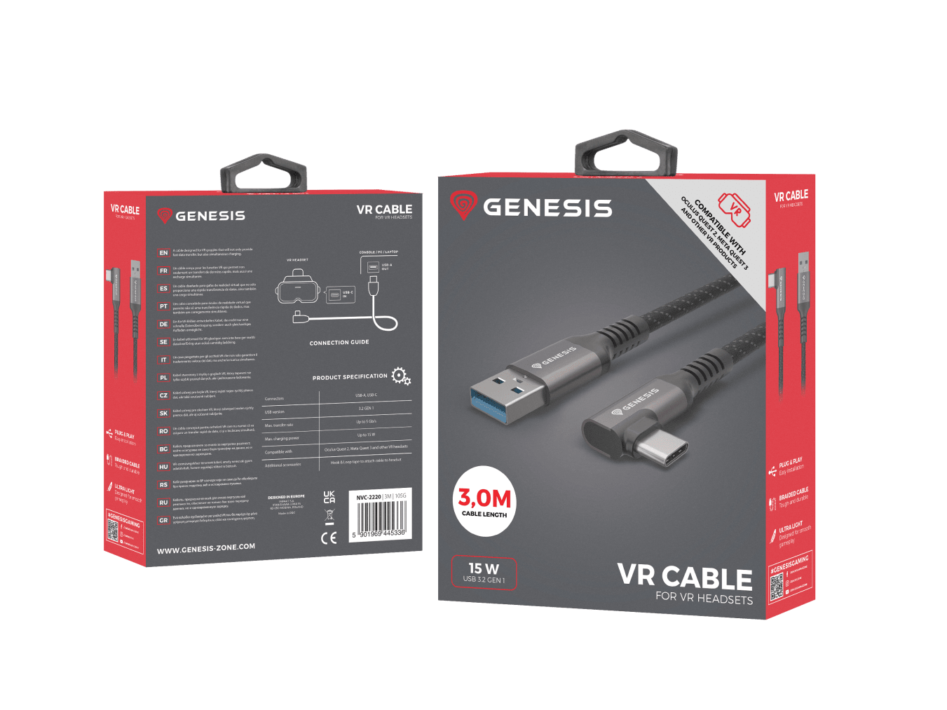 Genesis Câble VR USB-C/USB-A M/M 3M