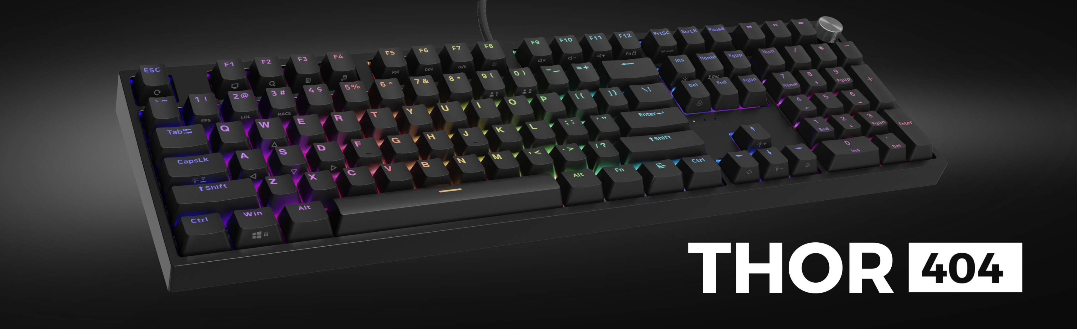 Clavier mécanique de jeu avec rétroéclairage RVB, doté de commutateurs Gateron Yellow Pro, modèle THOR 404