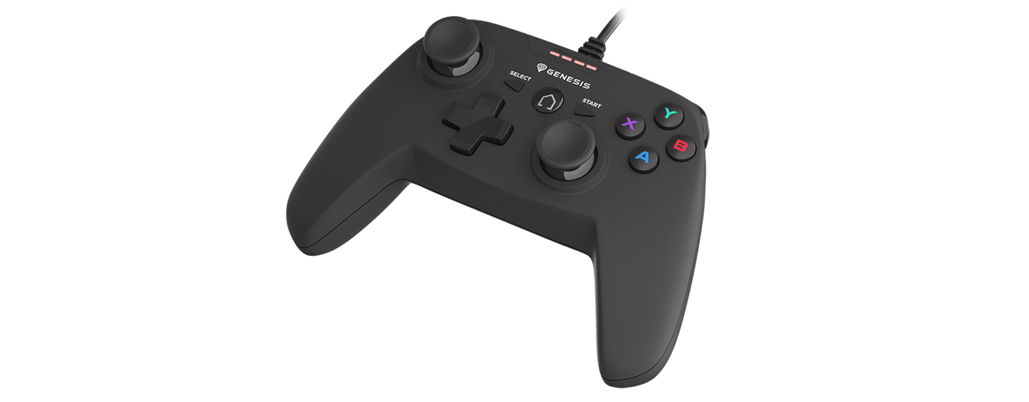 Manette de jeu filaire Genesis Mangan P58 pour PS3/PC avec doubles sticks analogiques et boutons d'action, conçue pour un jeu confortable.