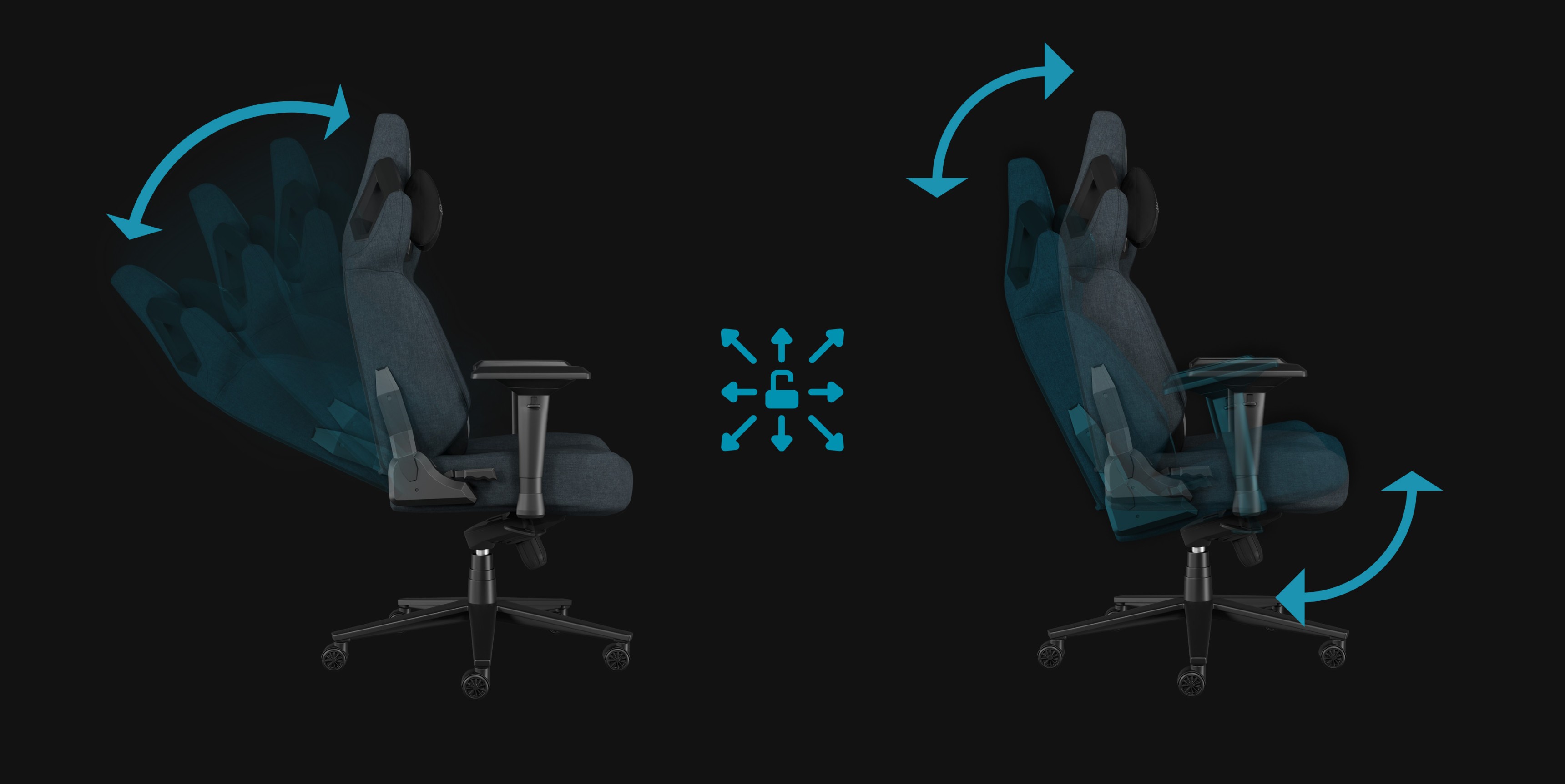 Fauteuil de jeu Genesis Nitro 800 en gris, présentant ses fonctions d'inclinaison et de pivotement réglables.