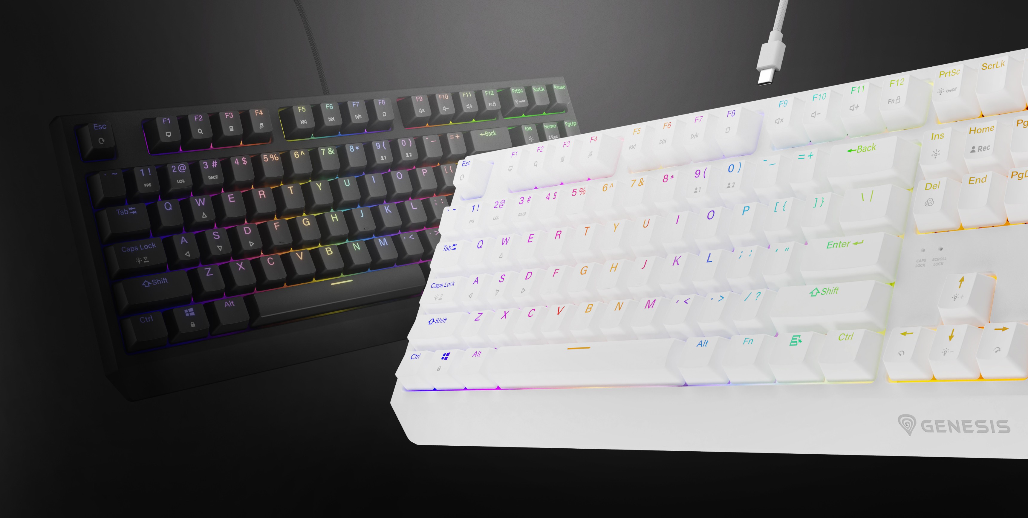 Clavier mécanique RVB avec options de couleur noire et blanche, doté de commutateurs Outemu Red remplaçables à chaud.
