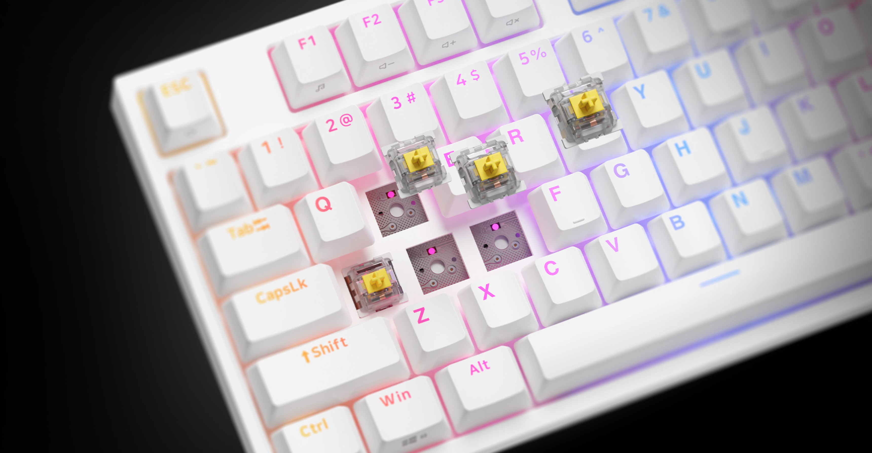 Clavier de jeu mécanique avec éclairage RVB, doté de commutateurs Gateron Yellow et d'une disposition TKL.