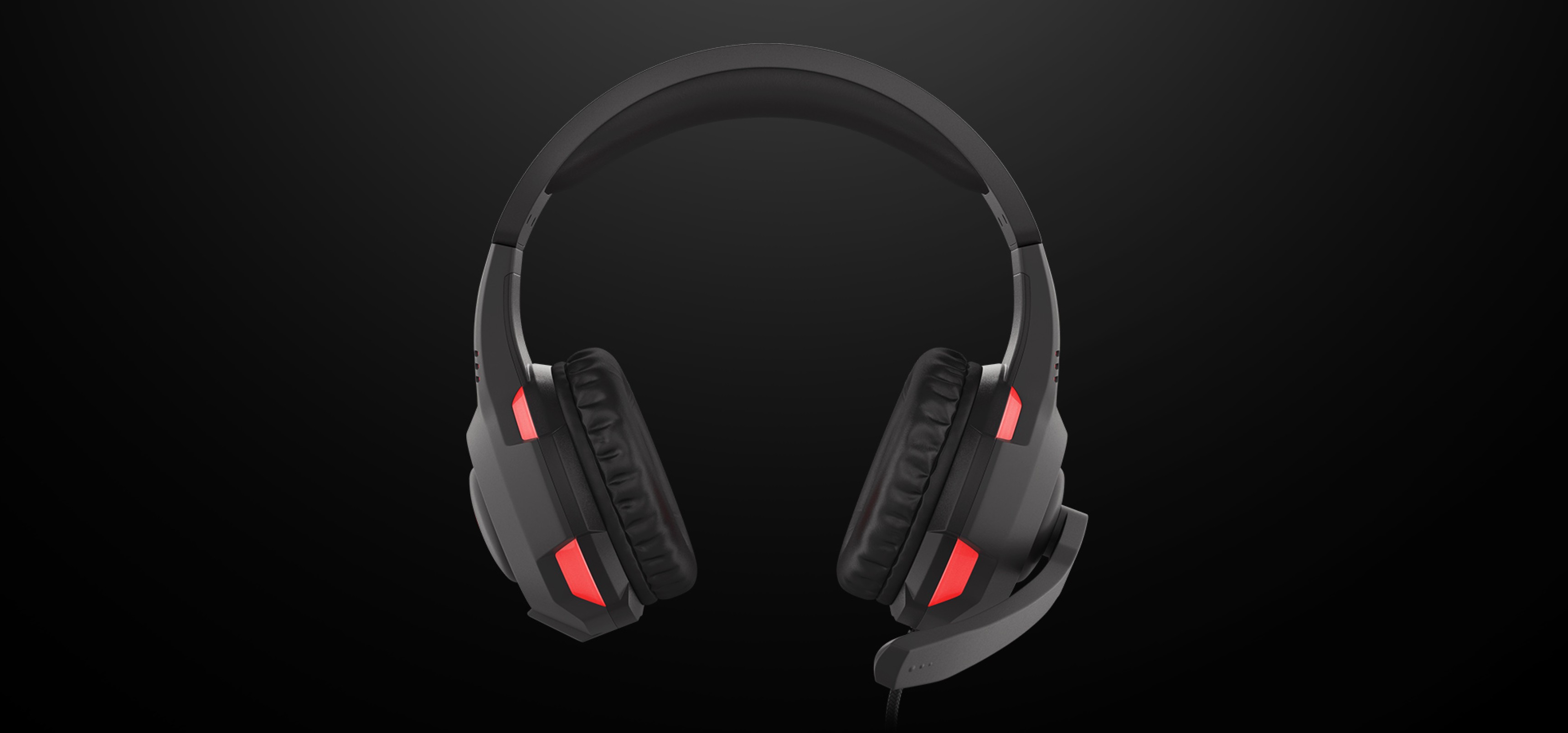 Casque de jeu Genesis Radon 210 7.1 USB noir et rouge avec microphone, doté d'oreillettes rembourrées et d'un bandeau réglable.
