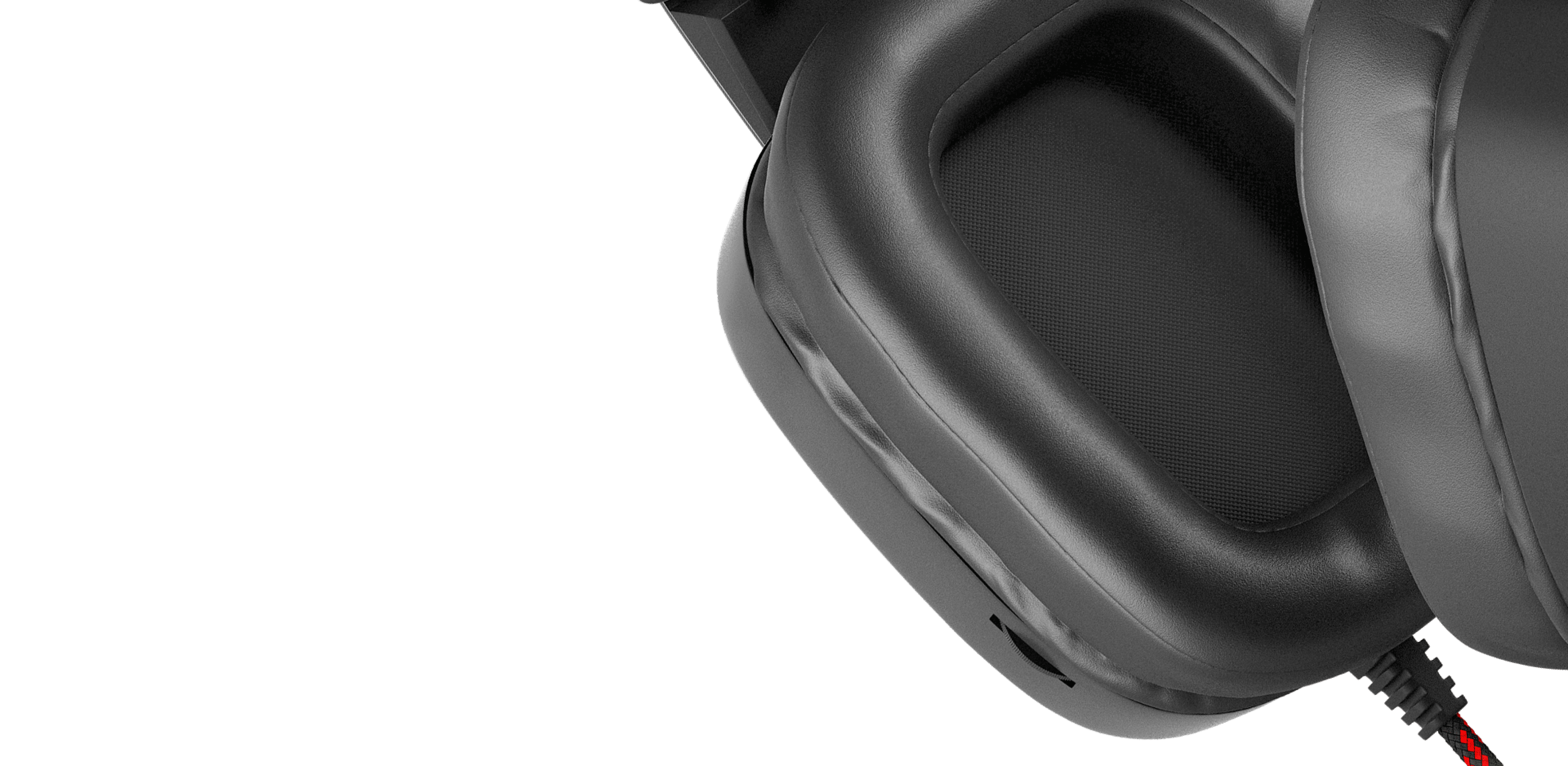 Casque supra-auriculaire Genesis Radon 720 7.1 noir et rouge avec un microphone intégré et une connexion USB.