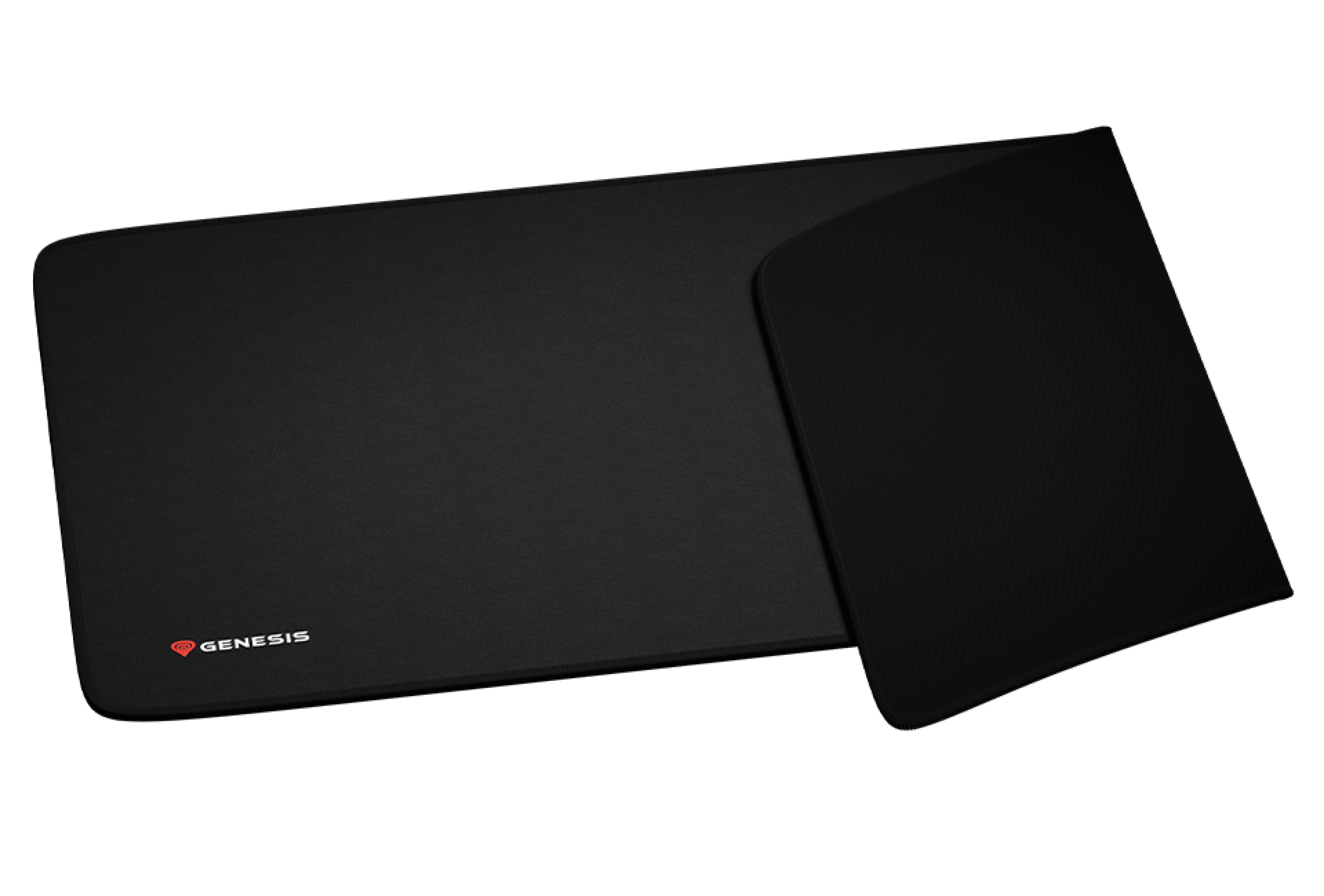 Grand tapis de souris noir avec une surface texturée et le logo Genesis, mesurant 900x450mm.