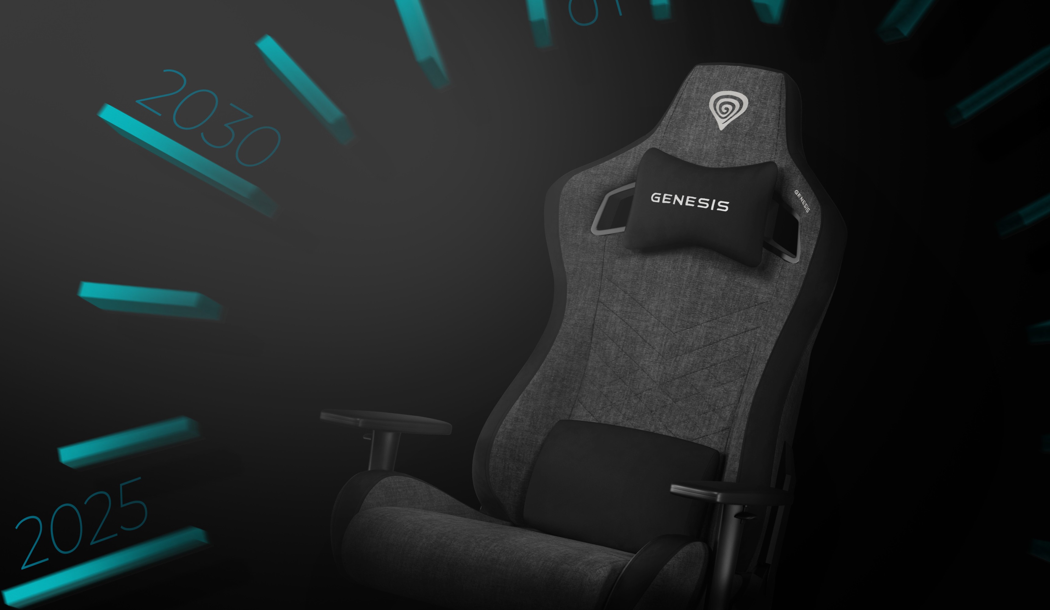 Fauteuil de jeu gris de Genesis Nitro 660, doté d'un design ergonomique et d'un coussin d'appui-tête.