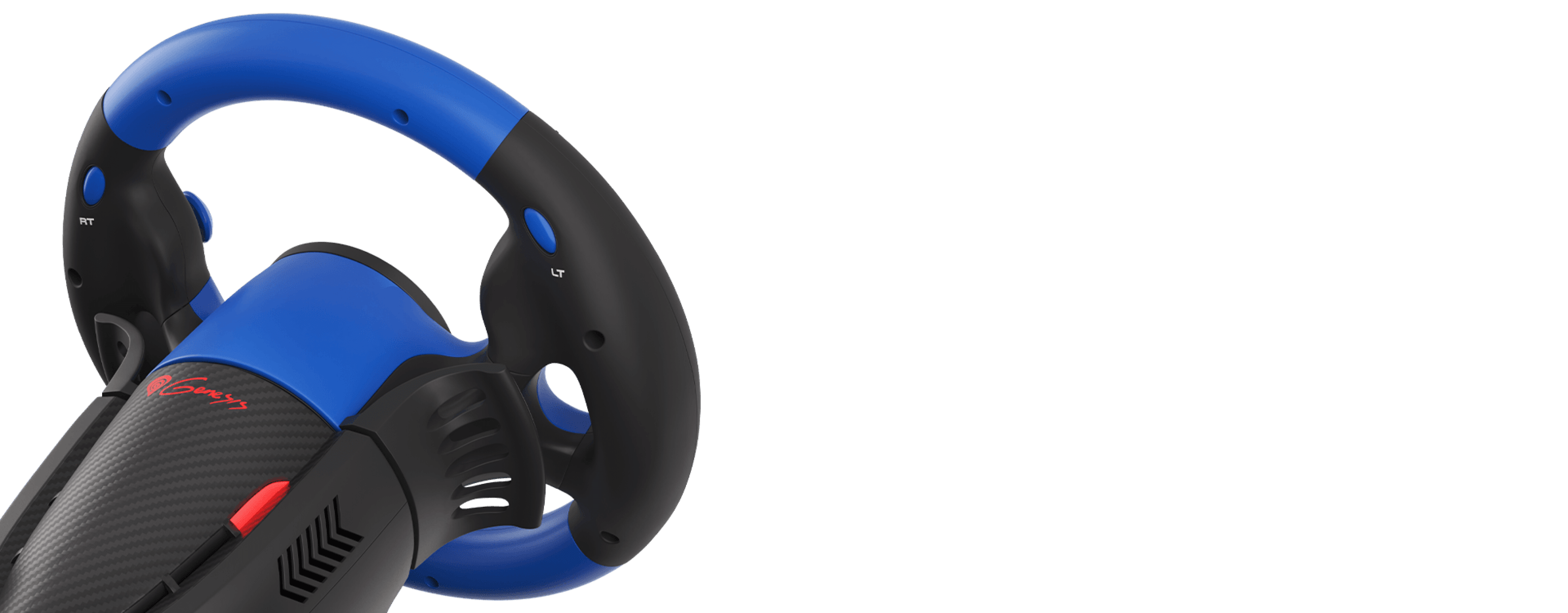 Volant de course au design bleu et noir, compatible avec PC, PS3, PS4, Xbox One, Xbox 360 et Nintendo Switch.