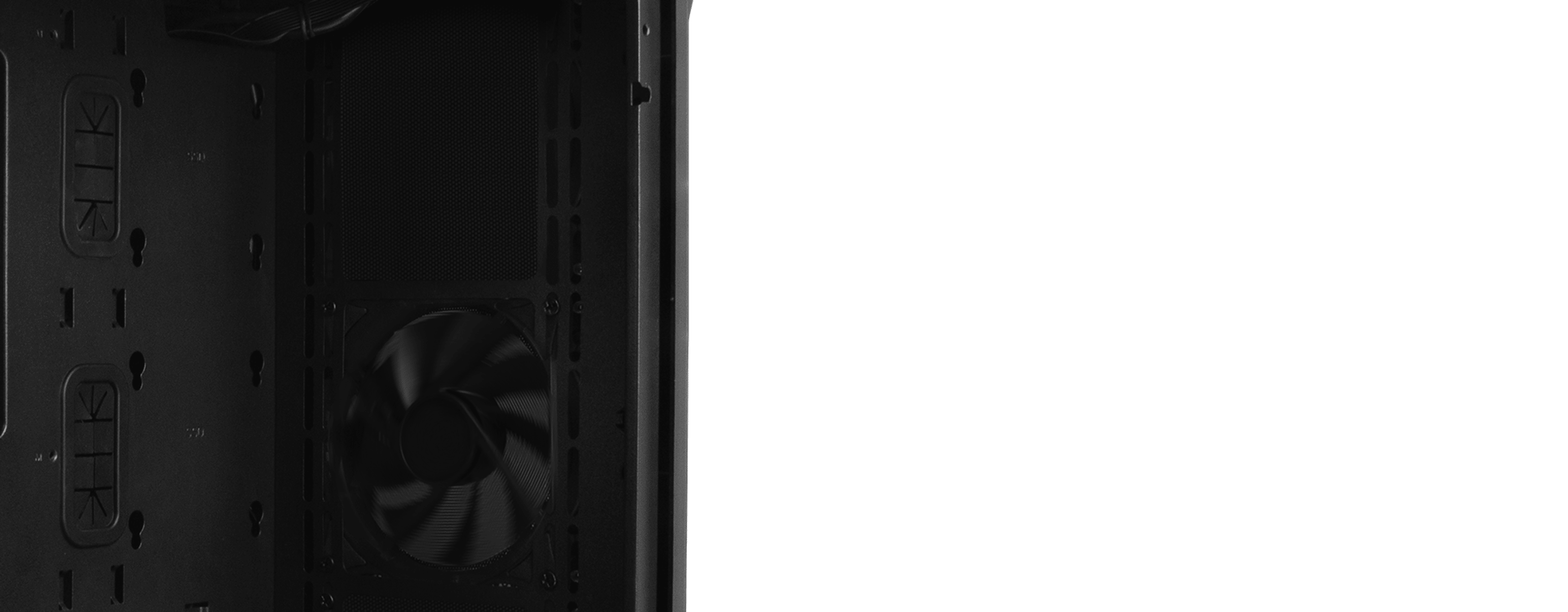 Boîtier MINI TOWER noir avec fenêtre et support de ventilateur intérieur, conçu pour les cartes mères MATX.