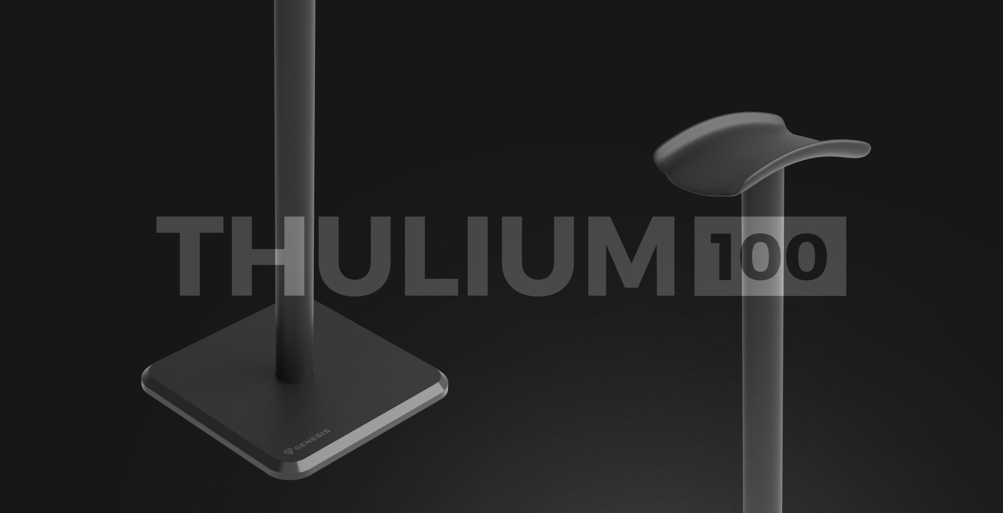 Support pour casque Genesis Thulium 100 noir doté d'une base stable et d'un design épuré adapté à l'organisation des casques audio.