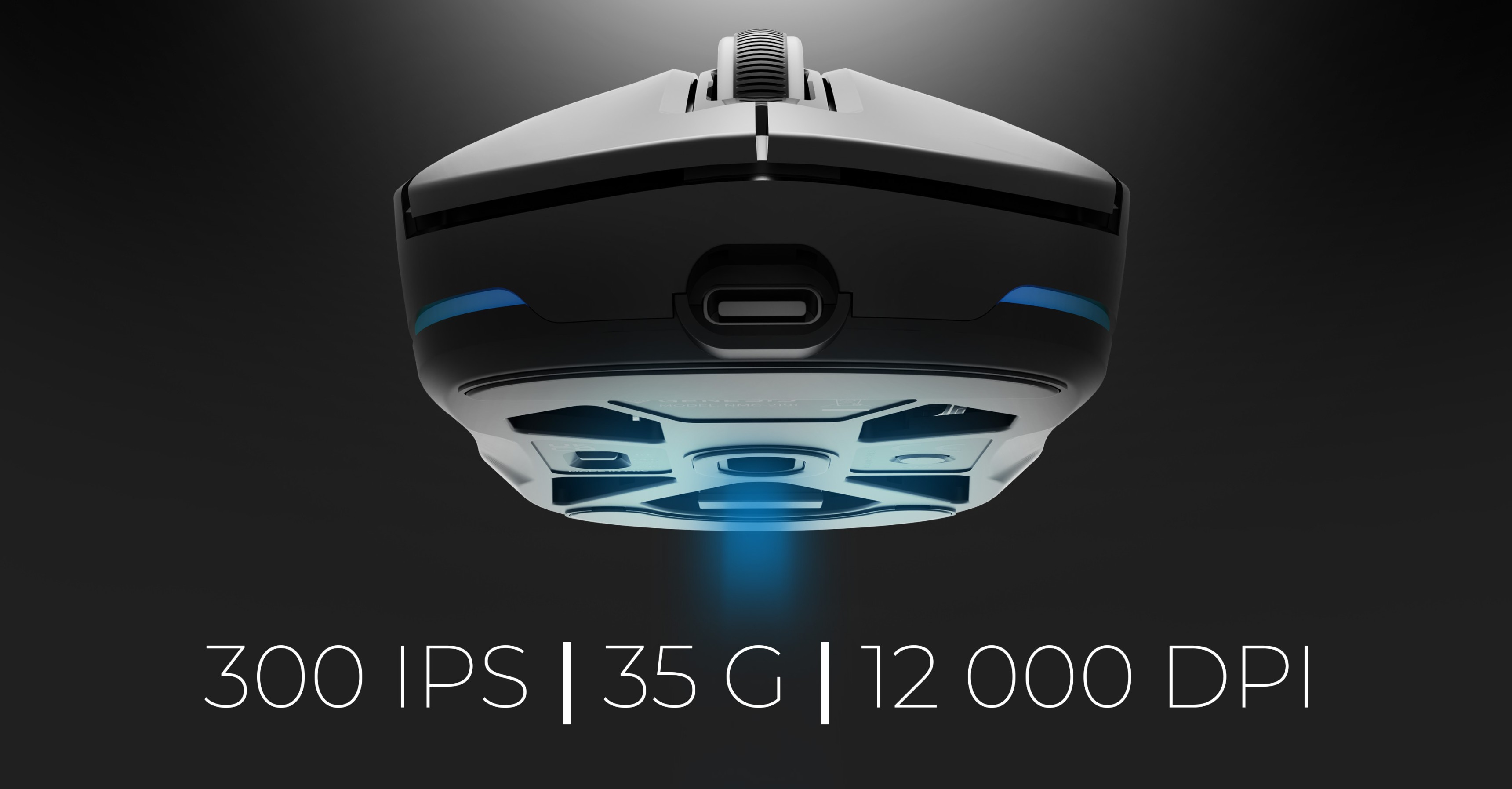 Souris de jeu sans fil au design élégant, dotée de spécifications : 300 IPS, 35 G et 12 000 DPI