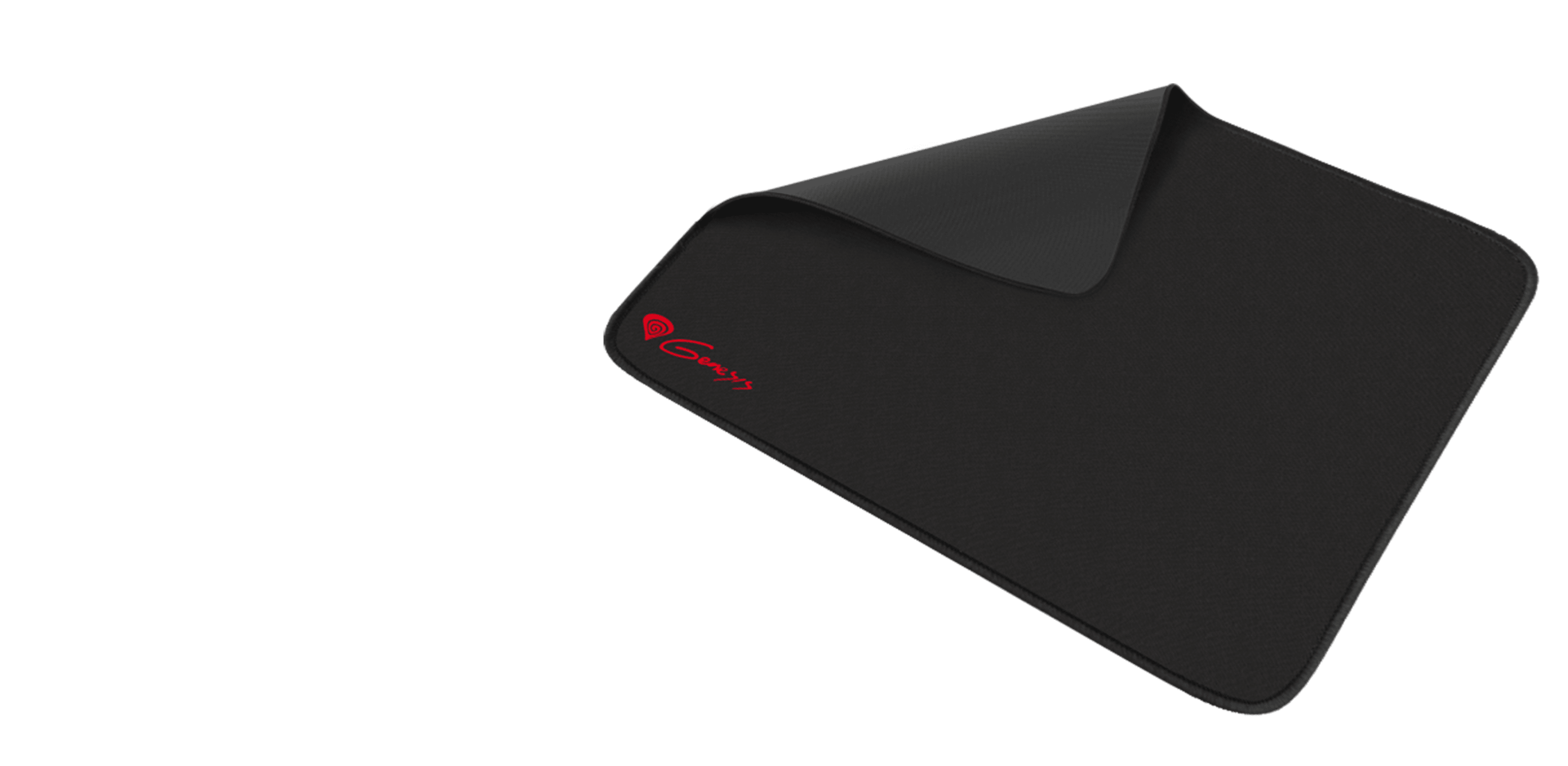Tapis de souris noir à la surface lisse, arborant le logo Genesis en rouge. Dimensions : 250x210mm