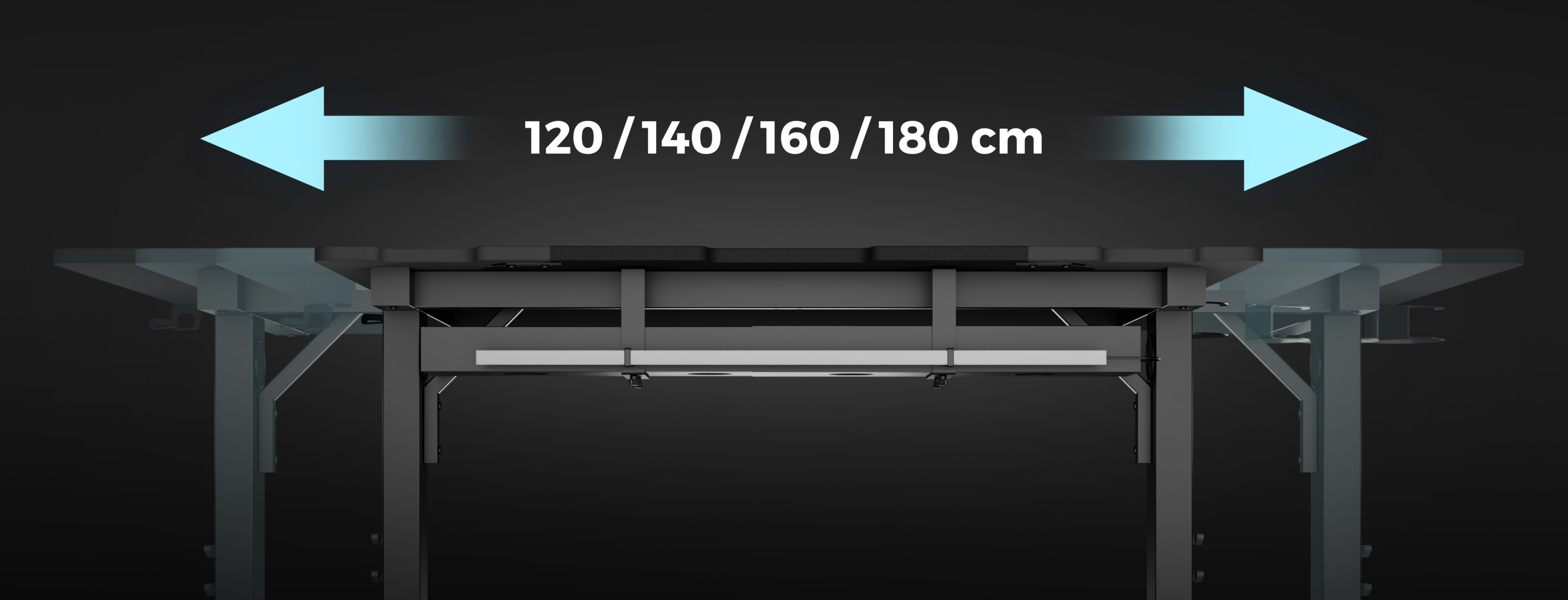 Panneau latéral gauche modulaire pour le bureau Genesis Holm, options de largeur réglable : 120, 140, 160 ou 180 cm