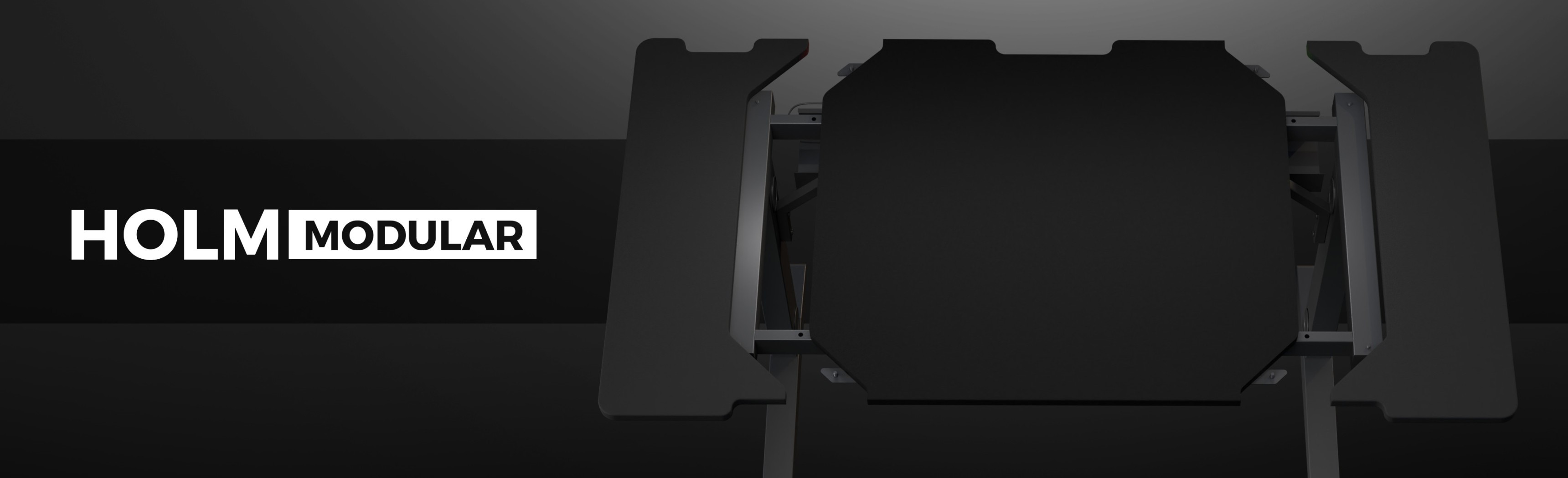 Panneau de bureau latéral gauche pour le système modulaire Genesis Holm, doté d'un design noir élégant.