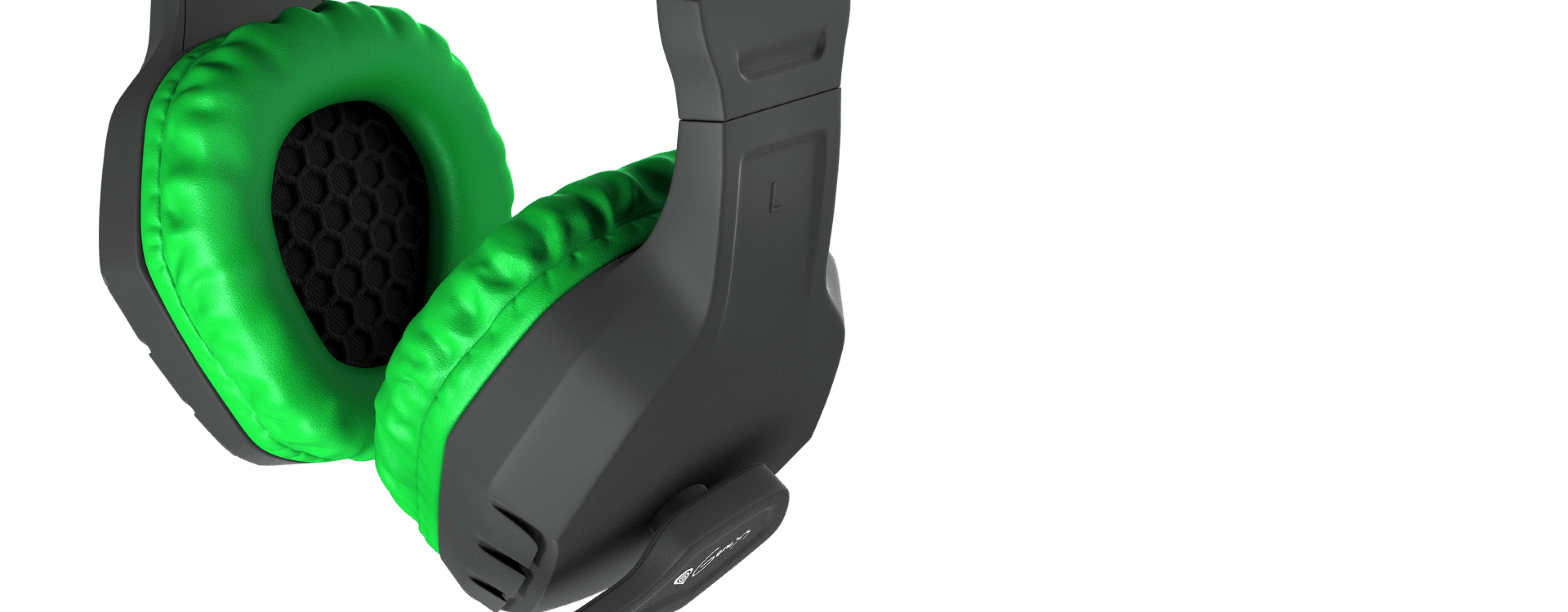 Casque d'écoute supra-auriculaire Genesis Argon 200 noir et vert avec un microphone et des oreillettes coussinées.
