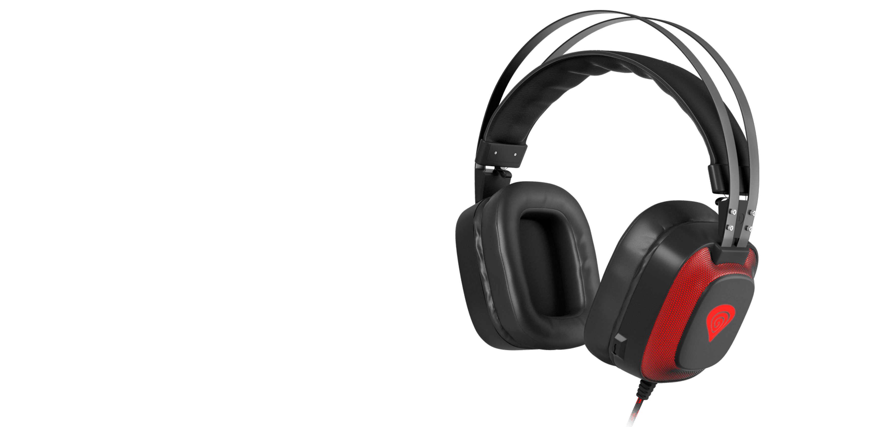 Casque supra-auriculaire Genesis Radon 720 7.1 noir et rouge avec un microphone et une connectivité USB.