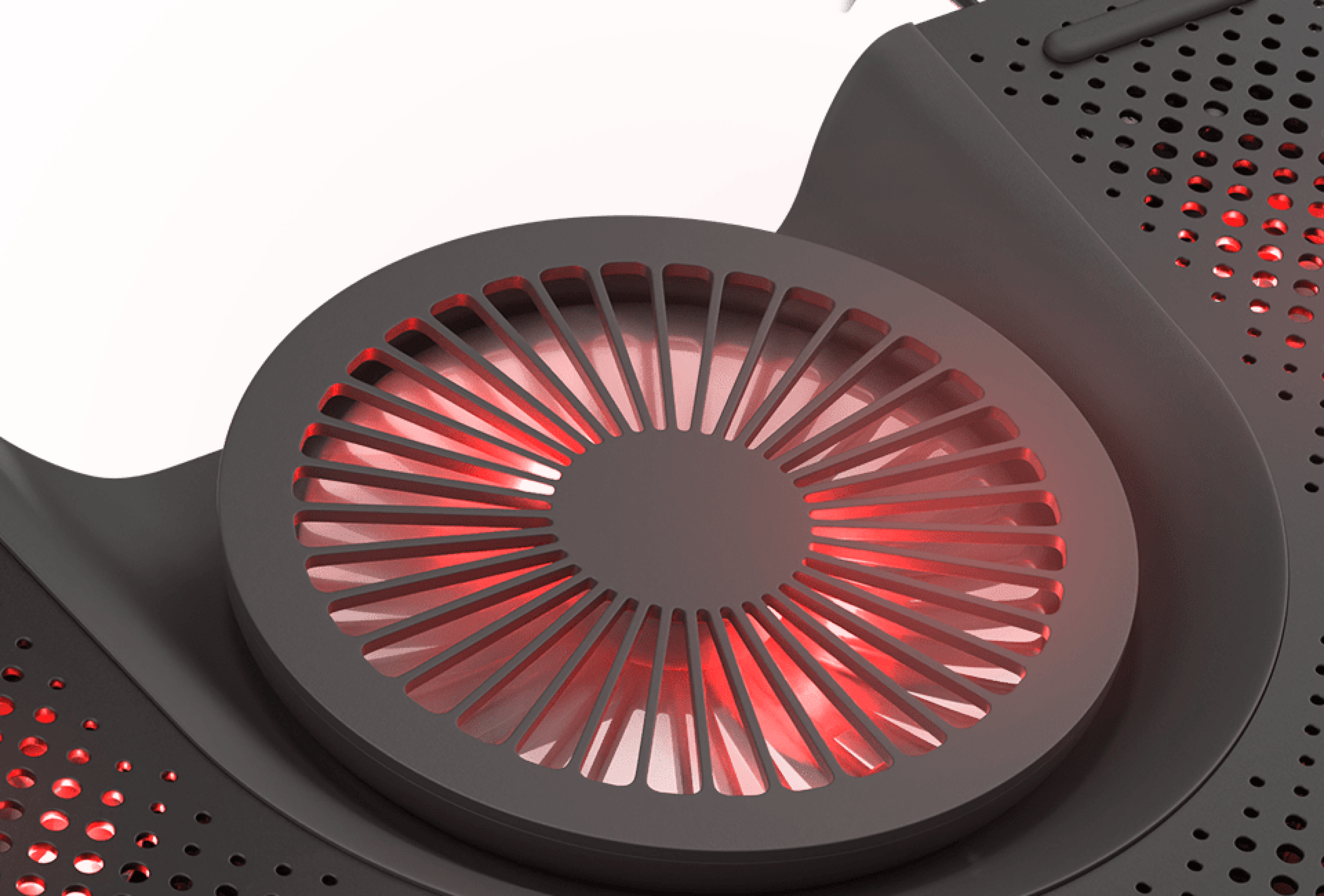 Coussin de refroidissement pour les ordinateurs portables de 15,6 à 17,3 pouces, doté de cinq ventilateurs, d'un rétroéclairage rouge et d'une connexion USB.