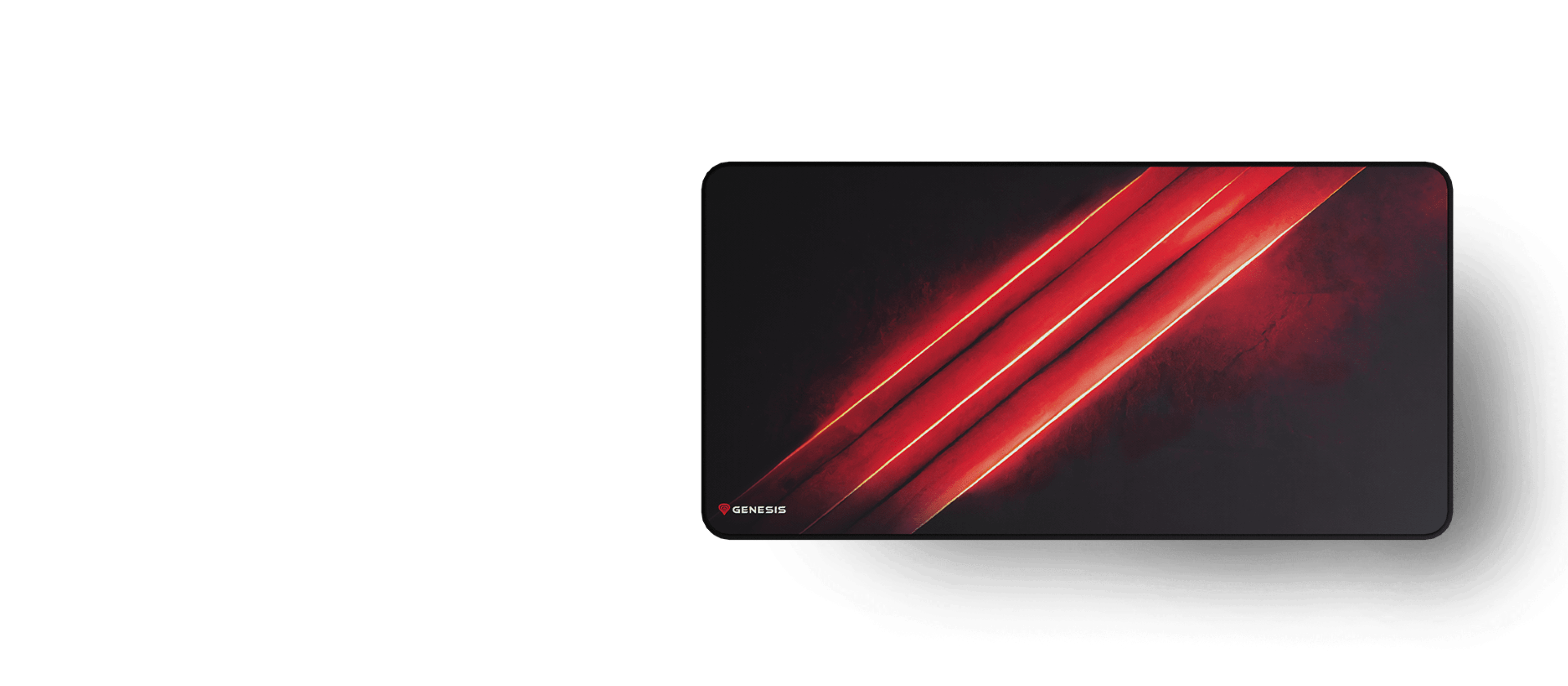 Tapis de souris de jeu avec une surface noire présentant des bandes diagonales rouges et un design élégant, mesurant 900x450mm.
