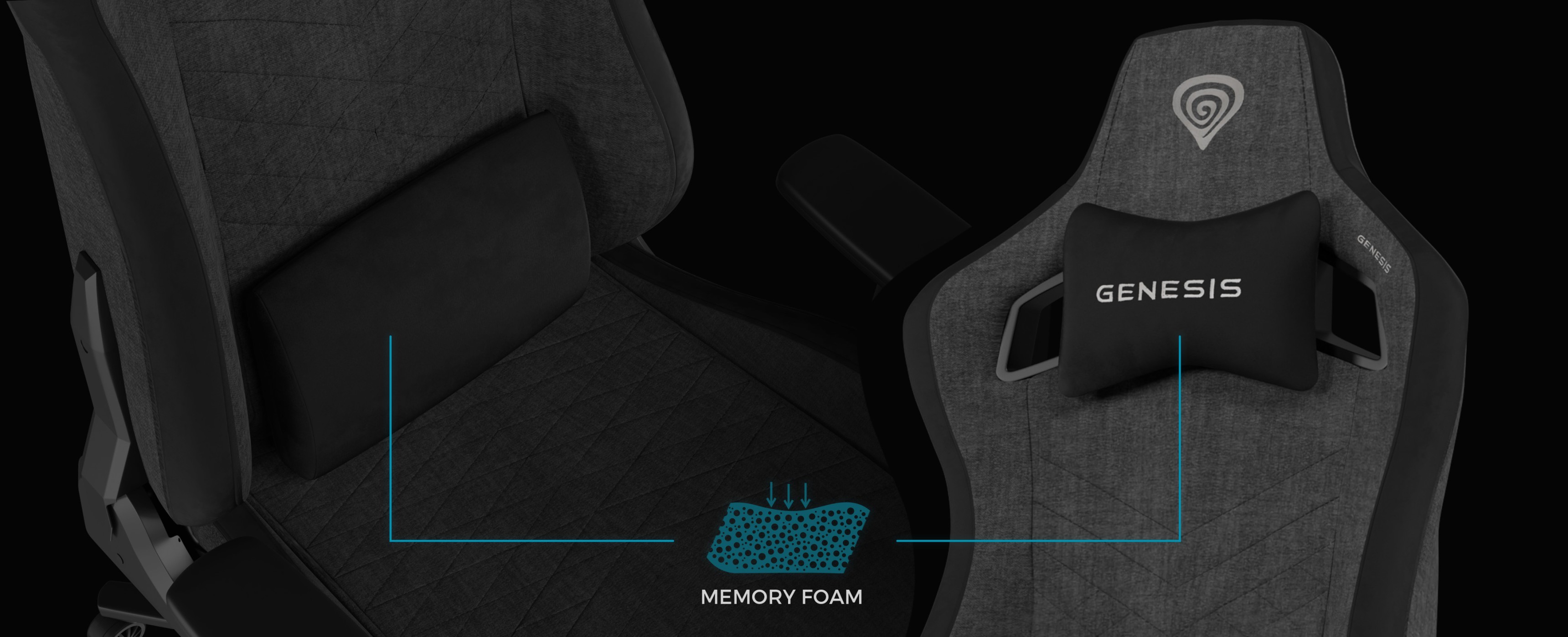 Fauteuil de jeu Genesis Nitro 660 gris doté d'un coussin en mousse à mémoire de forme et d'un design ergonomique pour le confort lors de jeux prolongés.