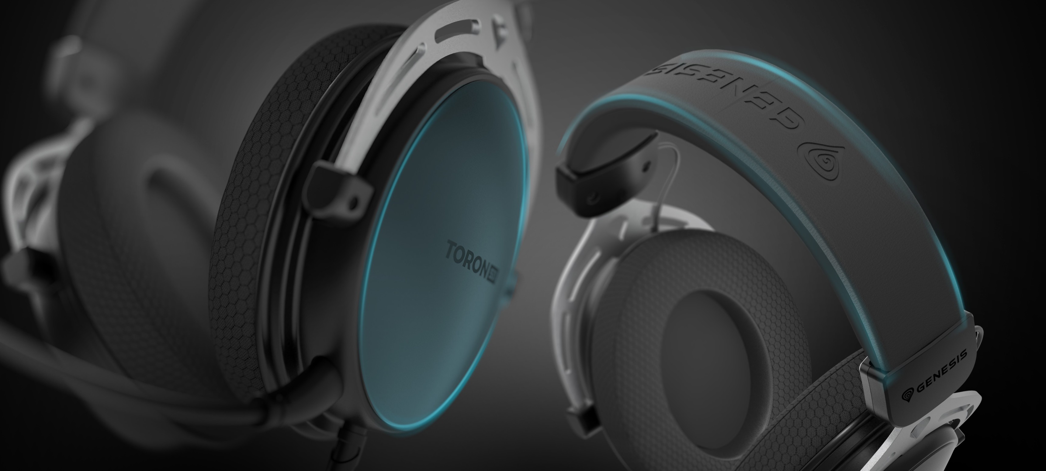 Casque d'écoute supra-auriculaire Genesis Toron 531 noir avec un microphone et des accents lumineux. Comprend un design confortable pour une utilisation prolongée.