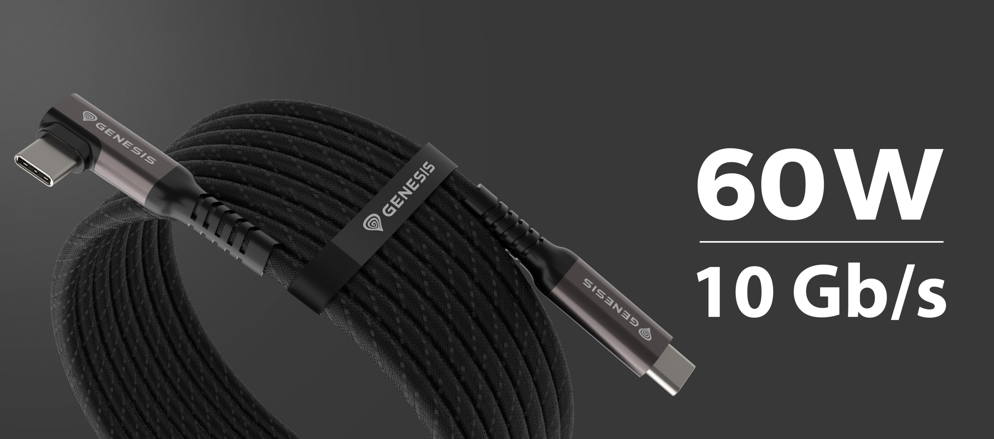 Câble USB-C noir, d'une longueur de 3 mètres, avec une vitesse de transfert de données de 10 Gb/s et une capacité d'alimentation de 60 W.