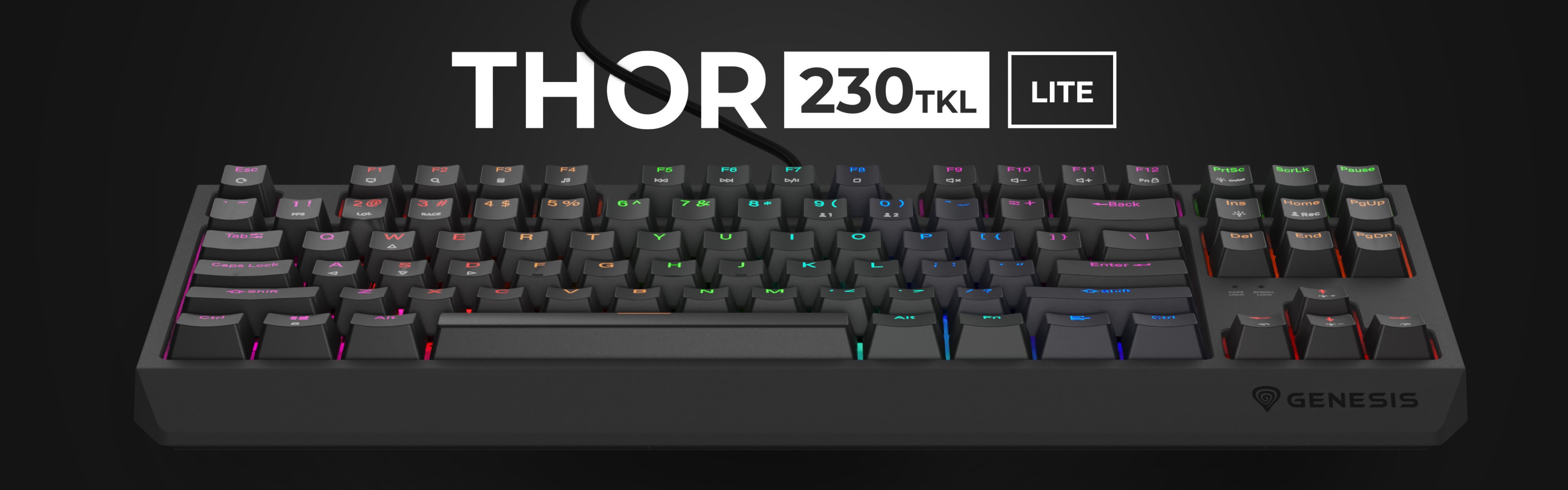 Clavier de jeu compact avec rétroéclairage RVB personnalisable, commutateurs mécaniques Outemu Red et conception remplaçable à chaud.